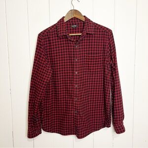 George Red and Black Plaid Button Up Top. Size Medium.